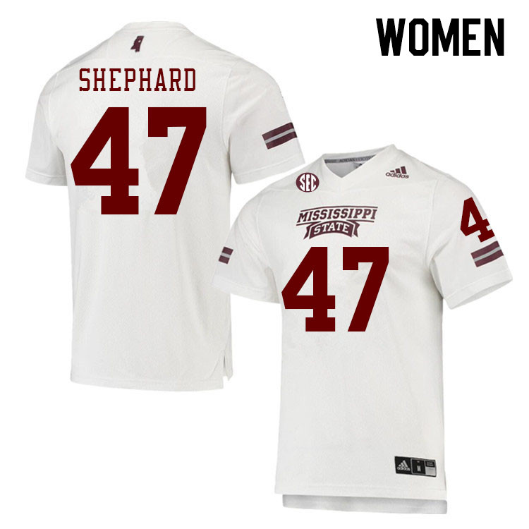 Women #47 Jalin Shephard Mississippi State Bulldogs College Football Jerseys Stitched Sale-White